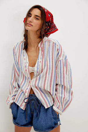 FREE PEOPLE STRIPED VALLEY DOUBLE CLOTH